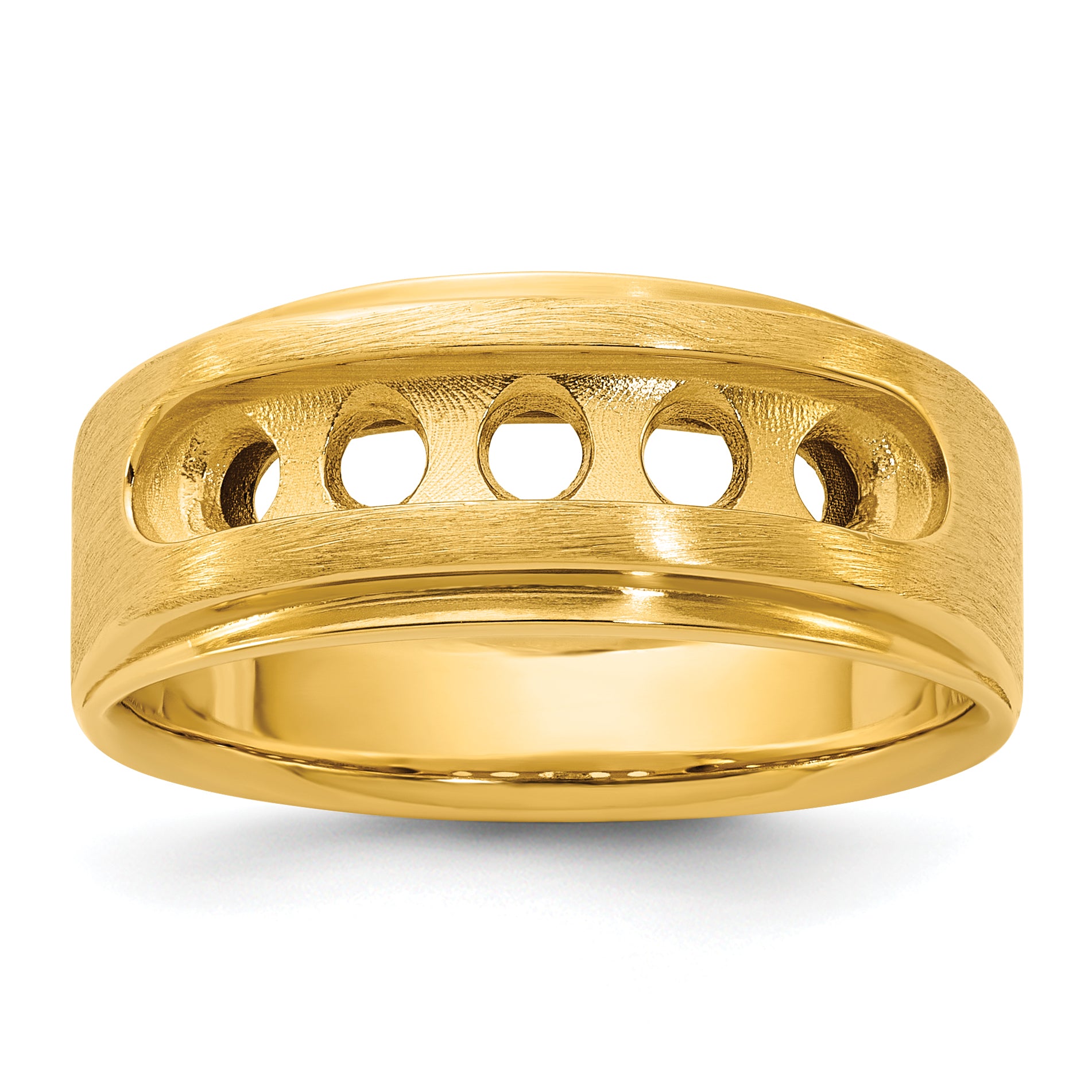 14k Five Stone Polished and Brushed Men's Ring Mounting, Mounting Only - Sophia Jewelers
