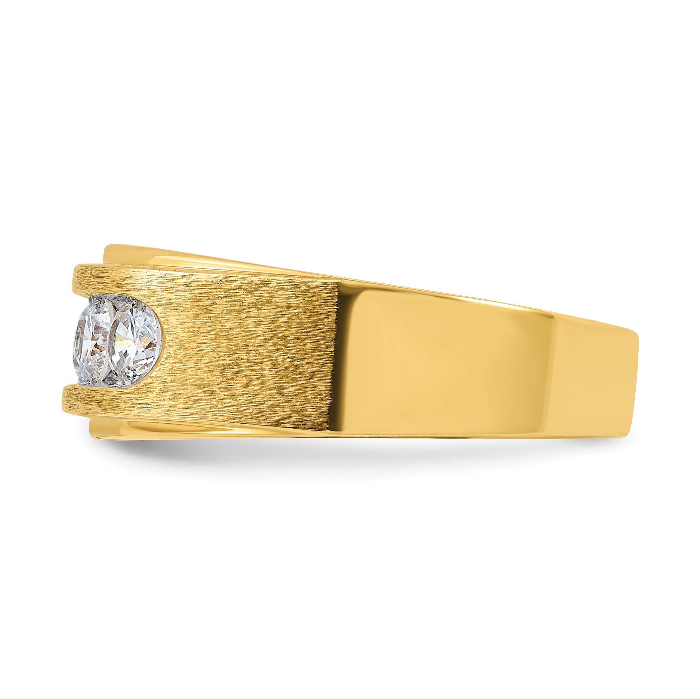 14k 1 carat Lab Grown Diamond VS+ F+ Complete Polished and Brushed Five Stone Men's Band - Sophia Jewelers