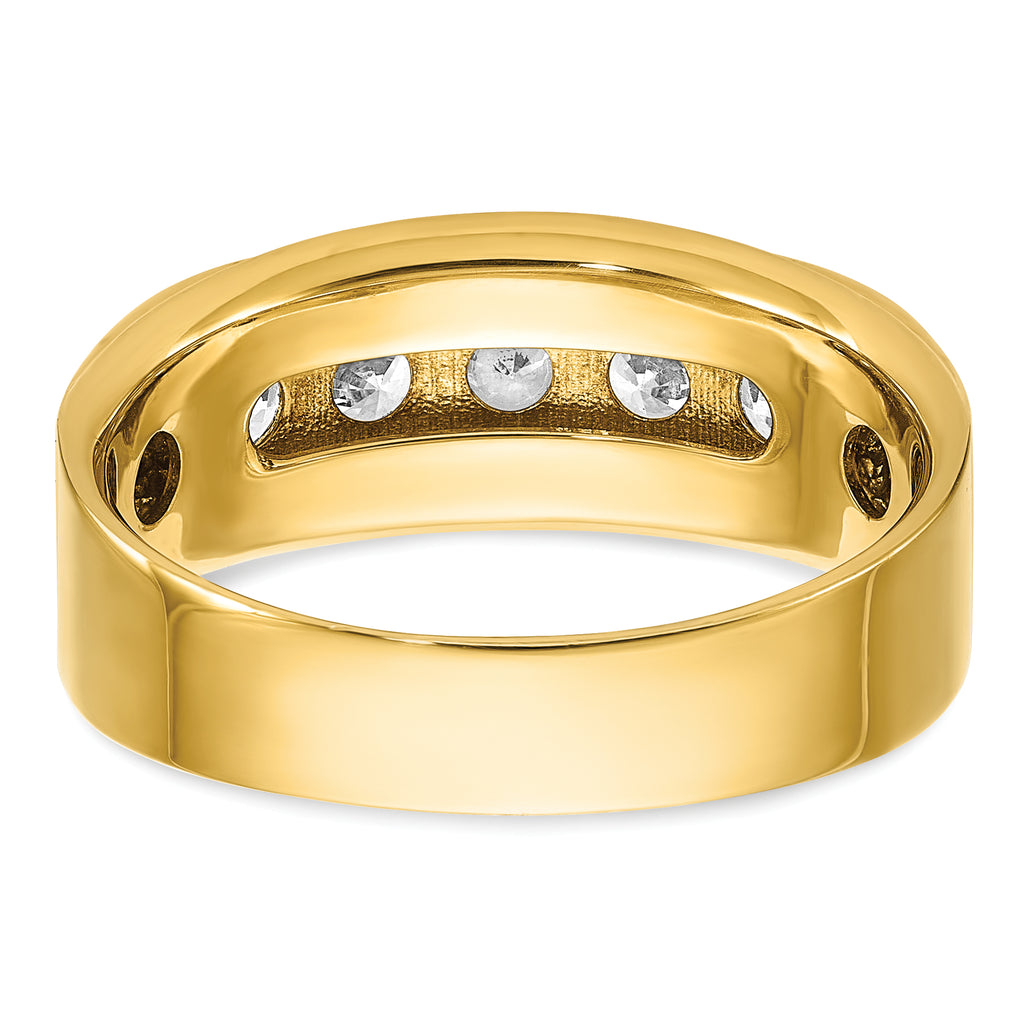 14k Men's Polished and Brushed 5-Stone 1 Carat AA Quality Diamond Ring - Sophia Jewelers