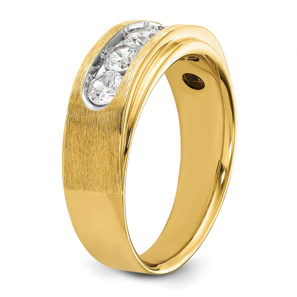 14k Men's Polished and Brushed 5-Stone 1 Carat AA Quality Diamond Ring - Sophia Jewelers