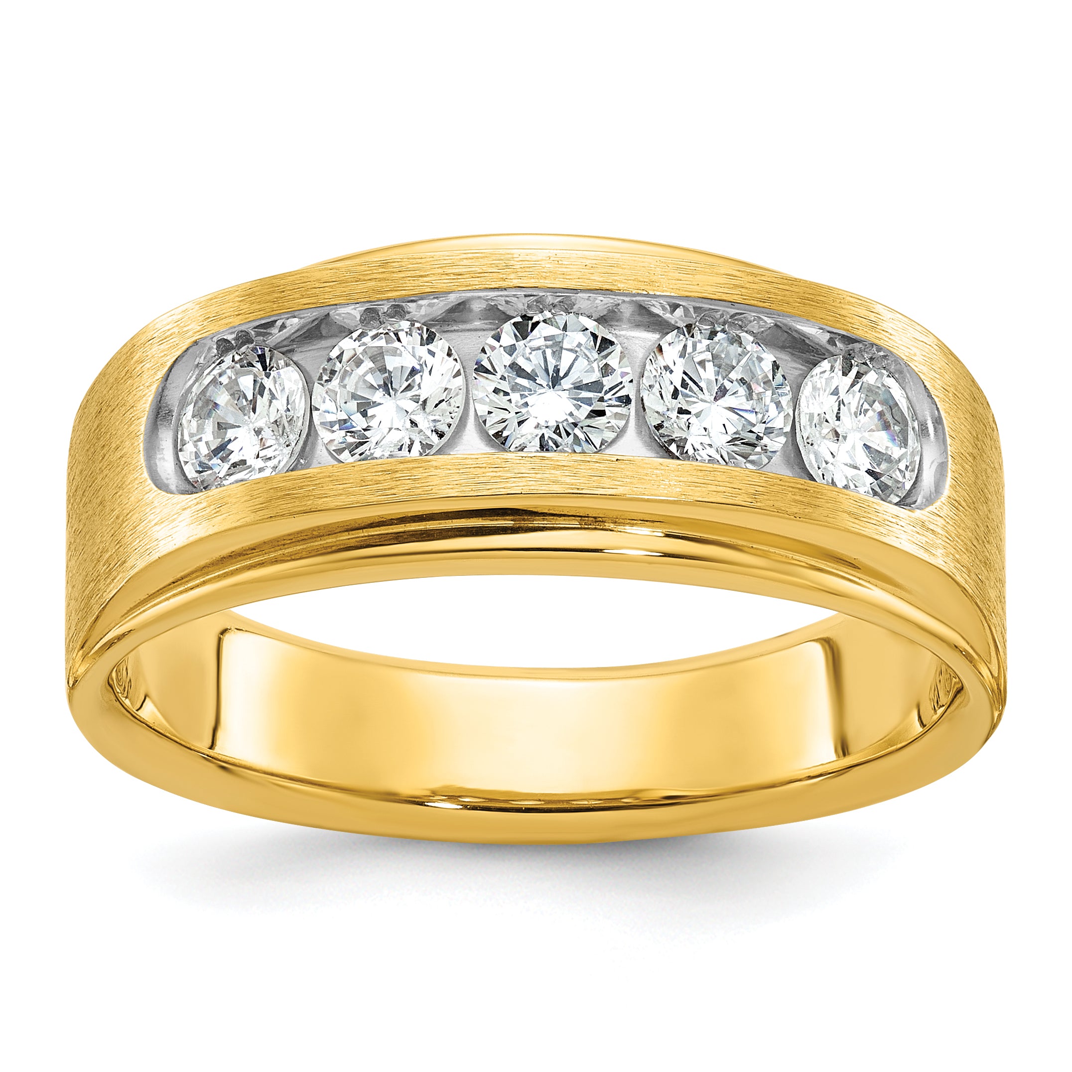 14k Men's Polished and Brushed 5-Stone 1 Carat AA Quality Diamond Ring - Sophia Jewelers Main image