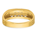 14k Men's Polished Satin and Grooved 2-Row 5/8 Carat AA Quality Diamond Ring - Sophia Jewelers