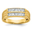 14k Men's Polished Satin and Grooved 2-Row 5/8 Carat AA Quality Diamond Ring - Sophia Jewelers