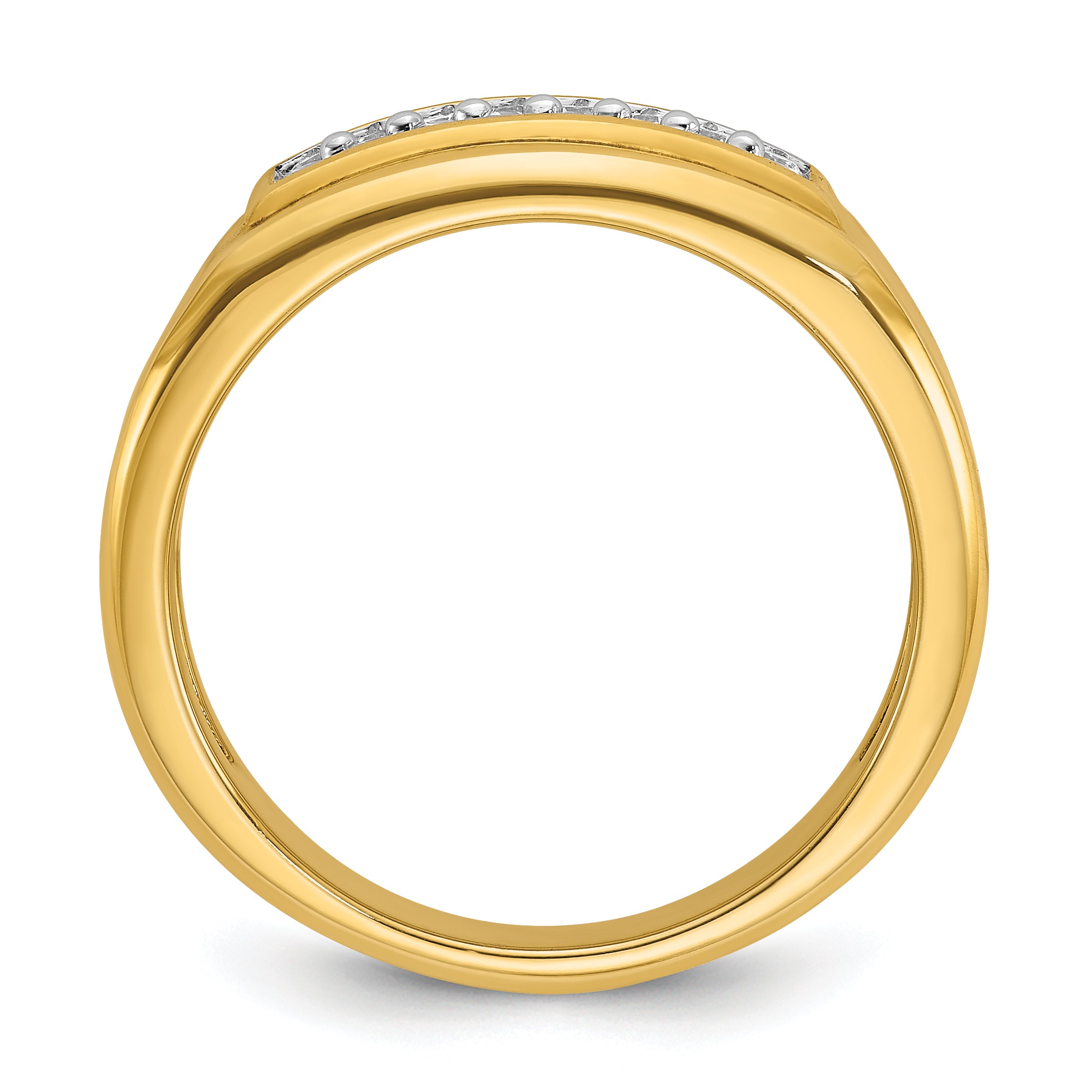 10k Men's Polished 2-Row 1/3 Carat A Quality Diamond Ring Secondary image