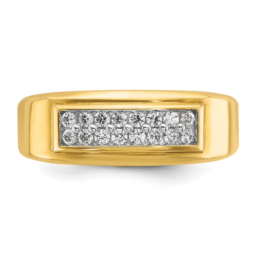 14k Mens Polished 2-Row 1/3 Carat AA Quality Diamond Ring - Sophia Jewelers