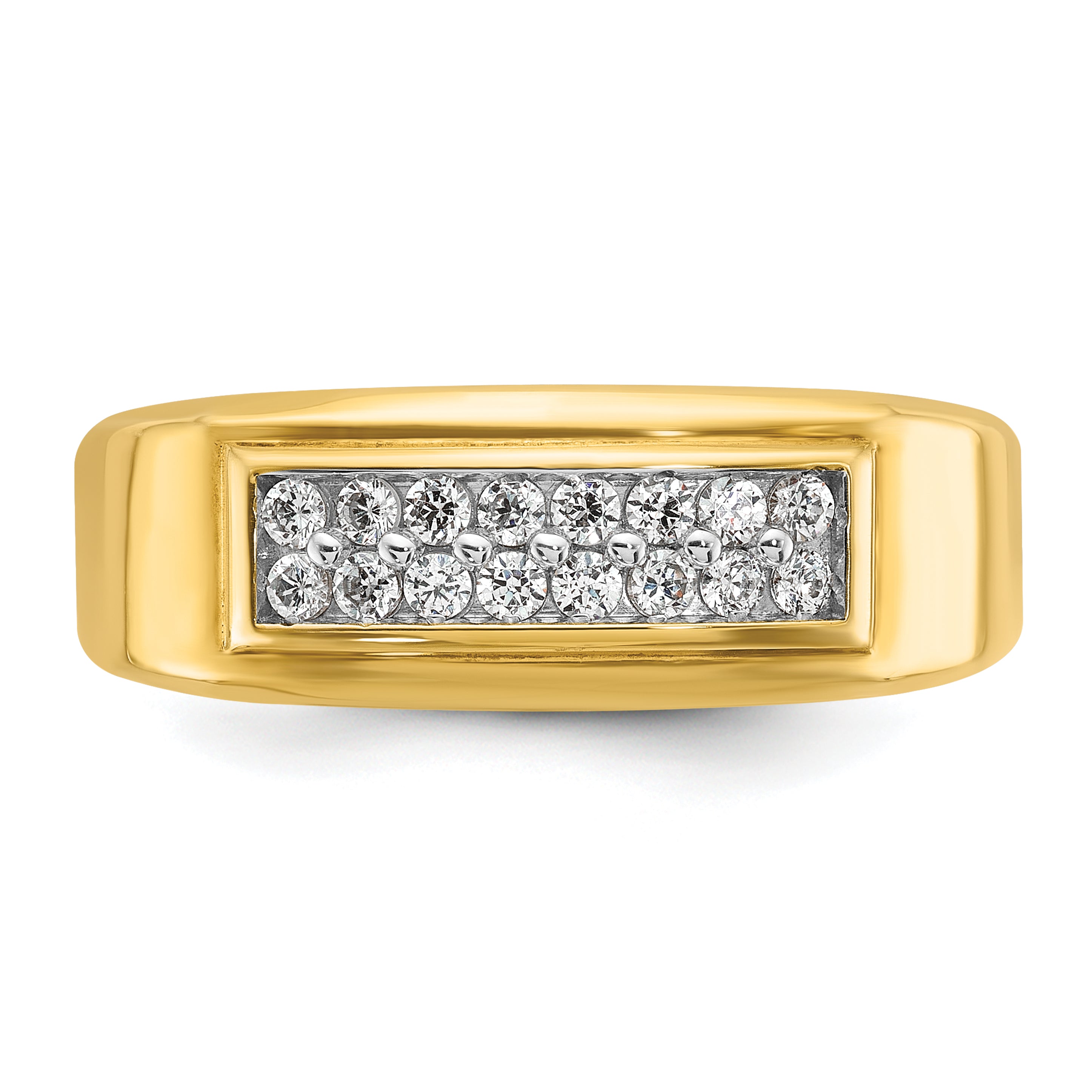 14k Mens Polished 2-Row 1/3 Carat AA Quality Diamond Ring - Sophia Jewelers