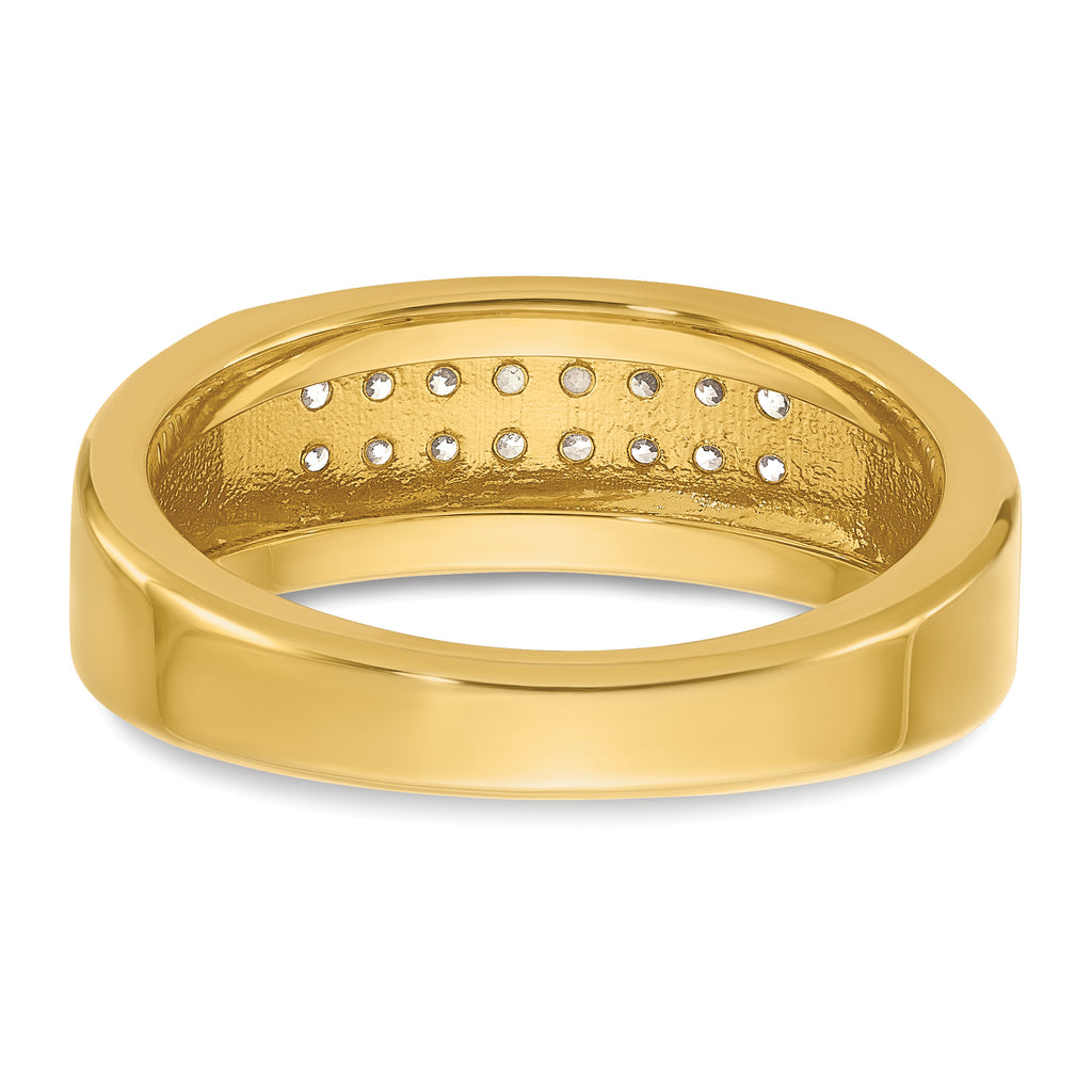 14k Mens Polished 2-Row Ring Mounting, Mounting Only - Sophia Jewelers