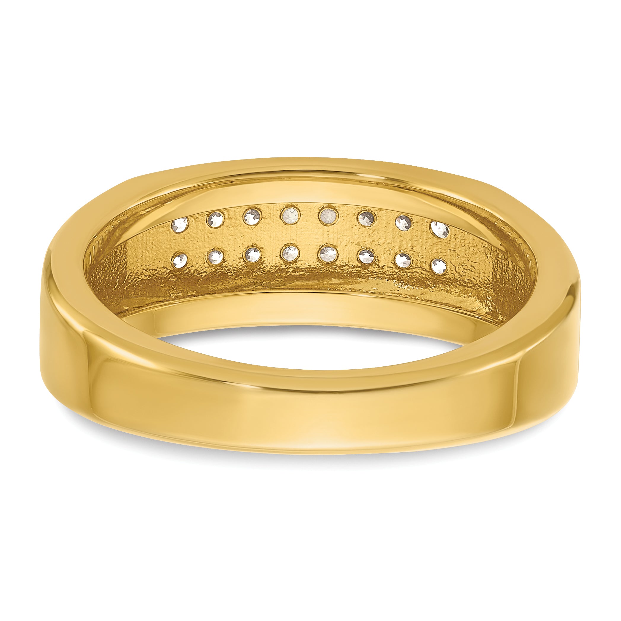14k Mens Polished 2-Row Ring Mounting, Mounting Only - Sophia Jewelers