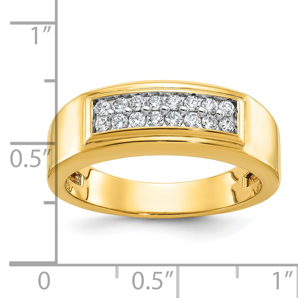 14k Mens Polished 2-Row Ring Mounting, Mounting Only Secondary image