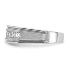14k White Gold Men's Polished Brushed and Grooved 9-Stone 1/2 Carat AA Quality Diamond Ring - Sophia Jewelers