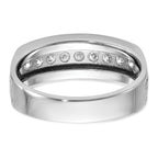 14k White Gold Men's Polished Brushed and Grooved 9-Stone 1/2 Carat AA Quality Diamond Ring - Sophia Jewelers