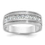 14k White Gold Men's Polished Brushed and Grooved 9-Stone 1/2 Carat AA Quality Diamond Ring - Sophia Jewelers