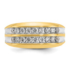 10k with White Rhodium Men's Polished Two-Row 3/4 Carat A Quality Diamond Ring