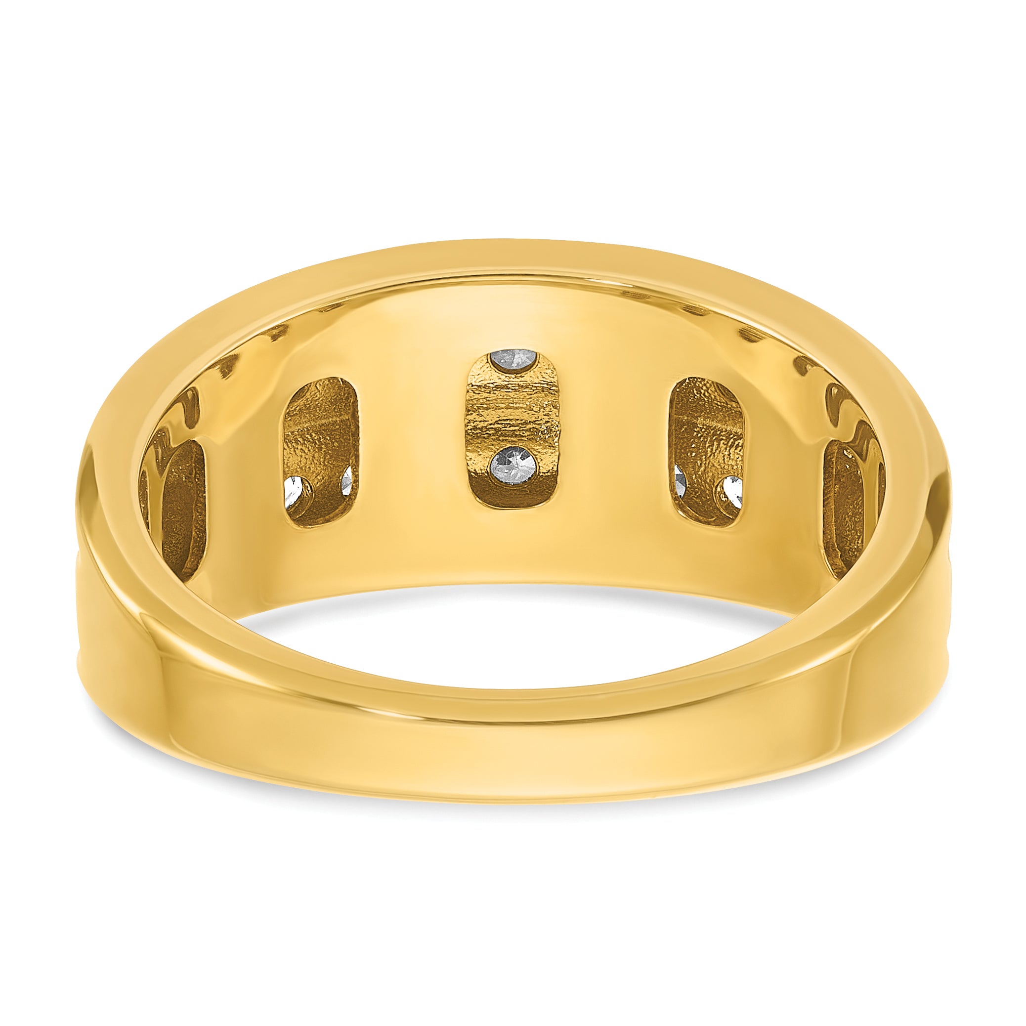 10k with White Rhodium Men's Polished Two-Row 3/4 Carat A Quality Diamond Ring