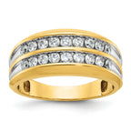 10k with White Rhodium Men's Polished Two-Row 3/4 Carat A Quality Diamond Ring