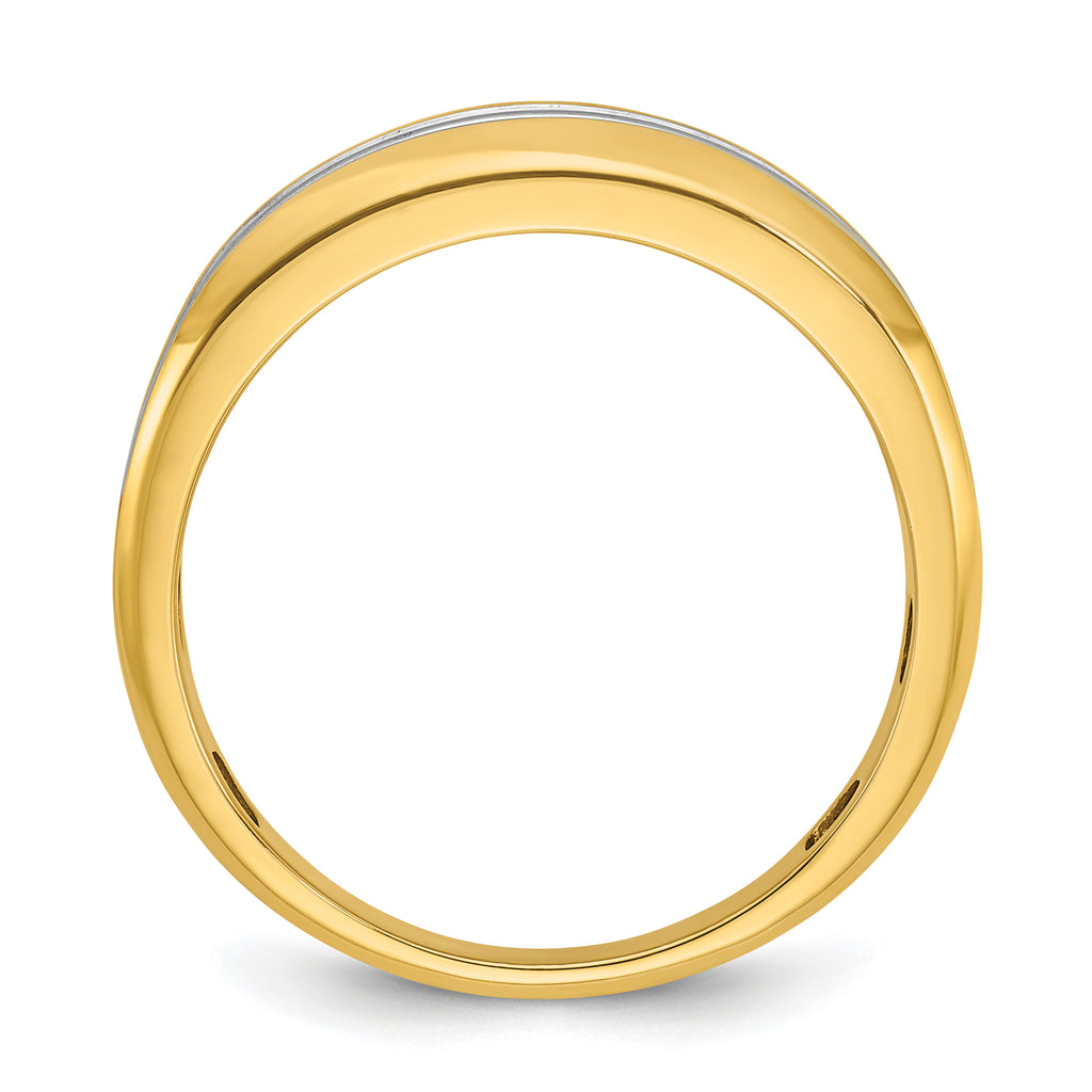 14k Two-tone Mens Polished 2-Row Ring Mounting, Mounting Only - Sophia Jewelers