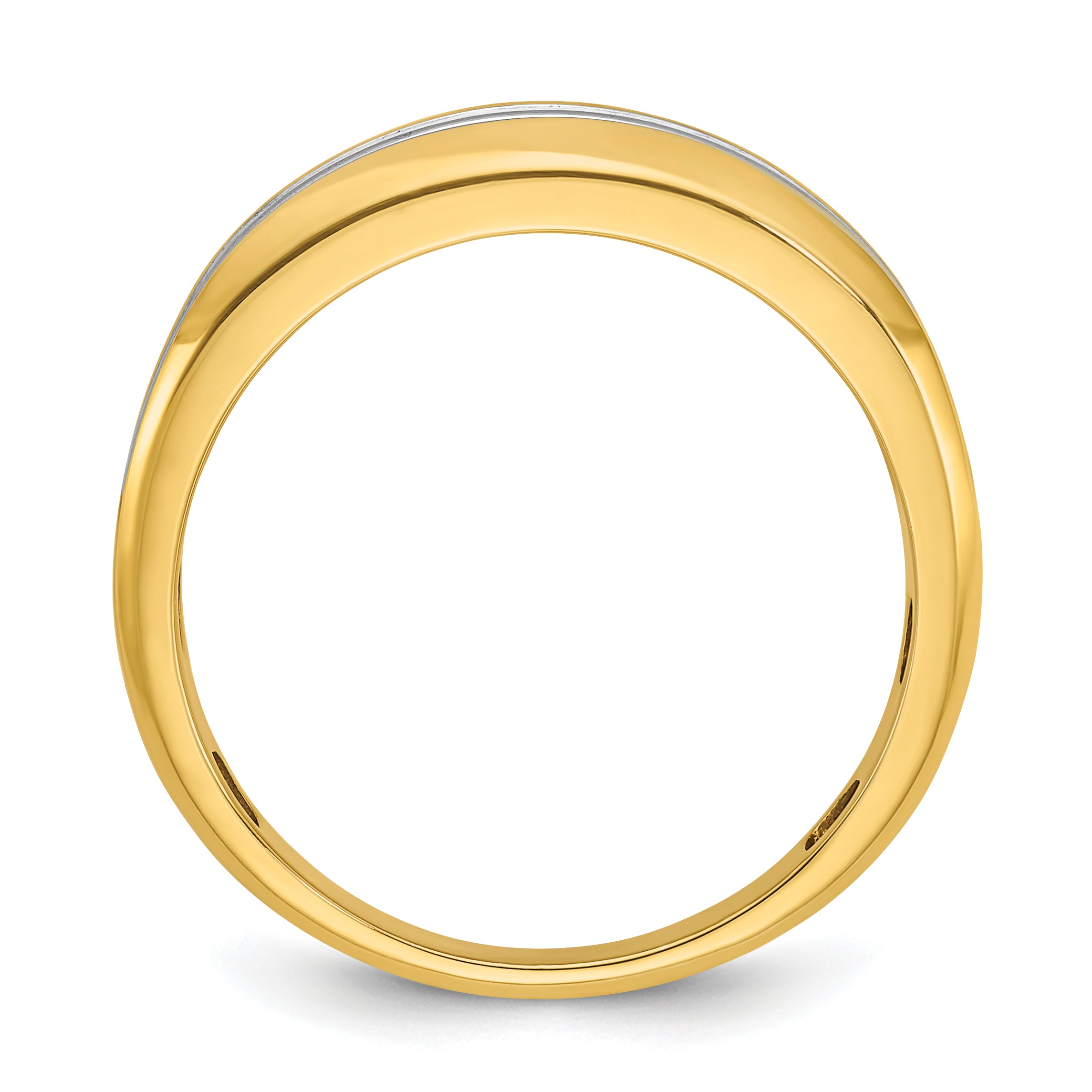 14k with White Rhodium Men's Polished Two-Row 3/4 Carat AA Quality Diamond Ring - Sophia Jewelers
