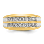 14k with White Rhodium Men's Polished Two-Row 3/4 Carat AA Quality Diamond Ring - Sophia Jewelers
