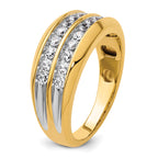 14k Two-tone Mens Polished 2-Row Ring Mounting, Mounting Only - Sophia Jewelers
