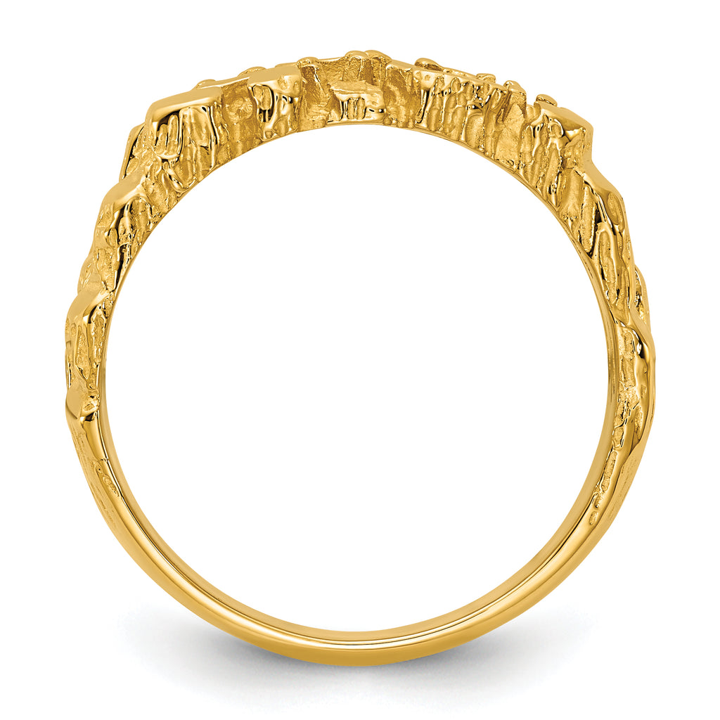 14k Mens Polished Nugget Textured Ring Mounting, Mounting Only - Sophia Jewelers