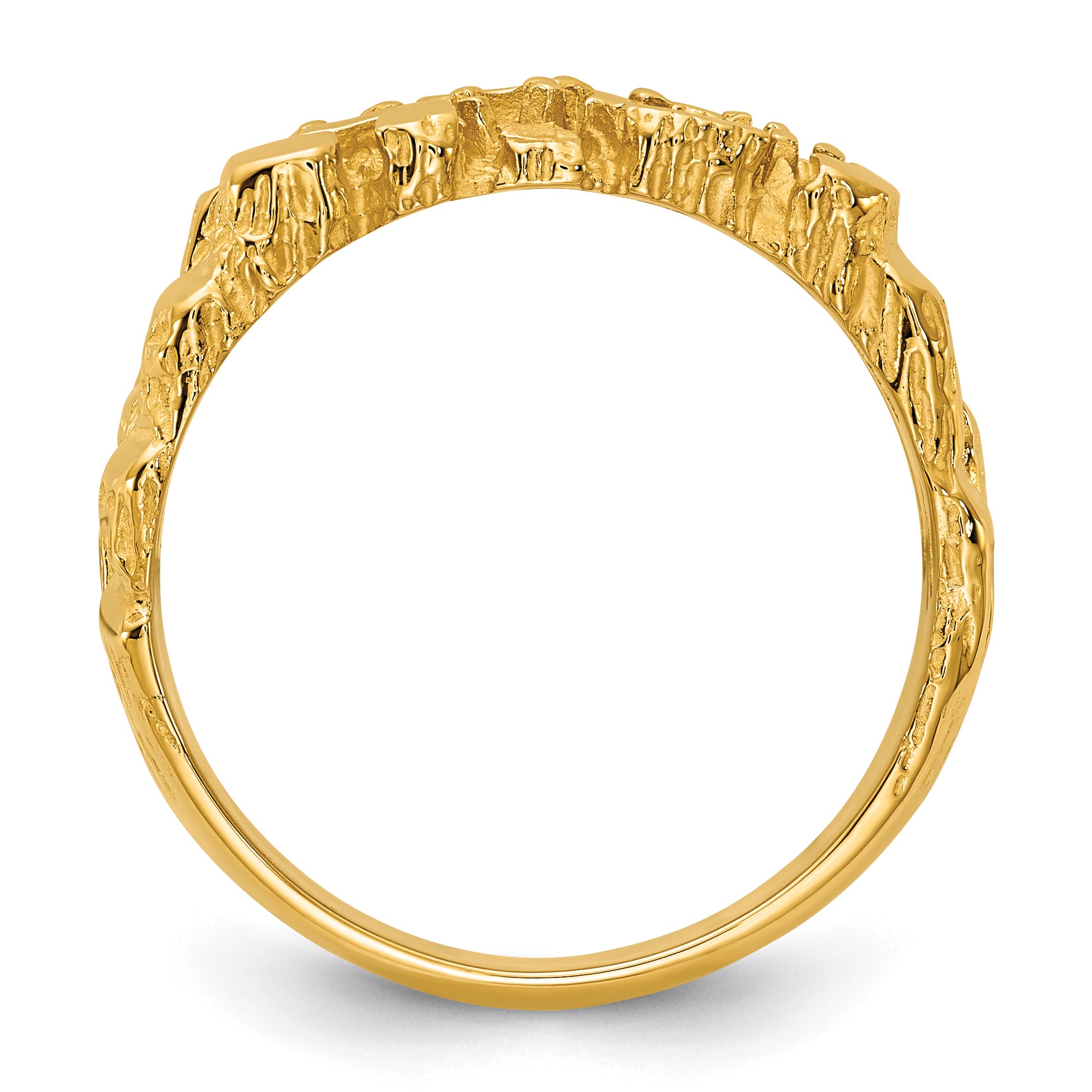 14k Mens Polished Nugget Textured Ring Mounting, Mounting Only - Sophia Jewelers