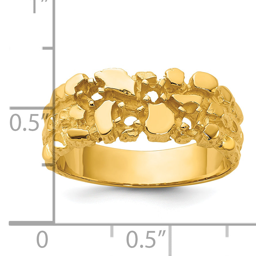 14k Mens Polished Nugget Textured Ring Mounting, Mounting Only - Sophia Jewelers