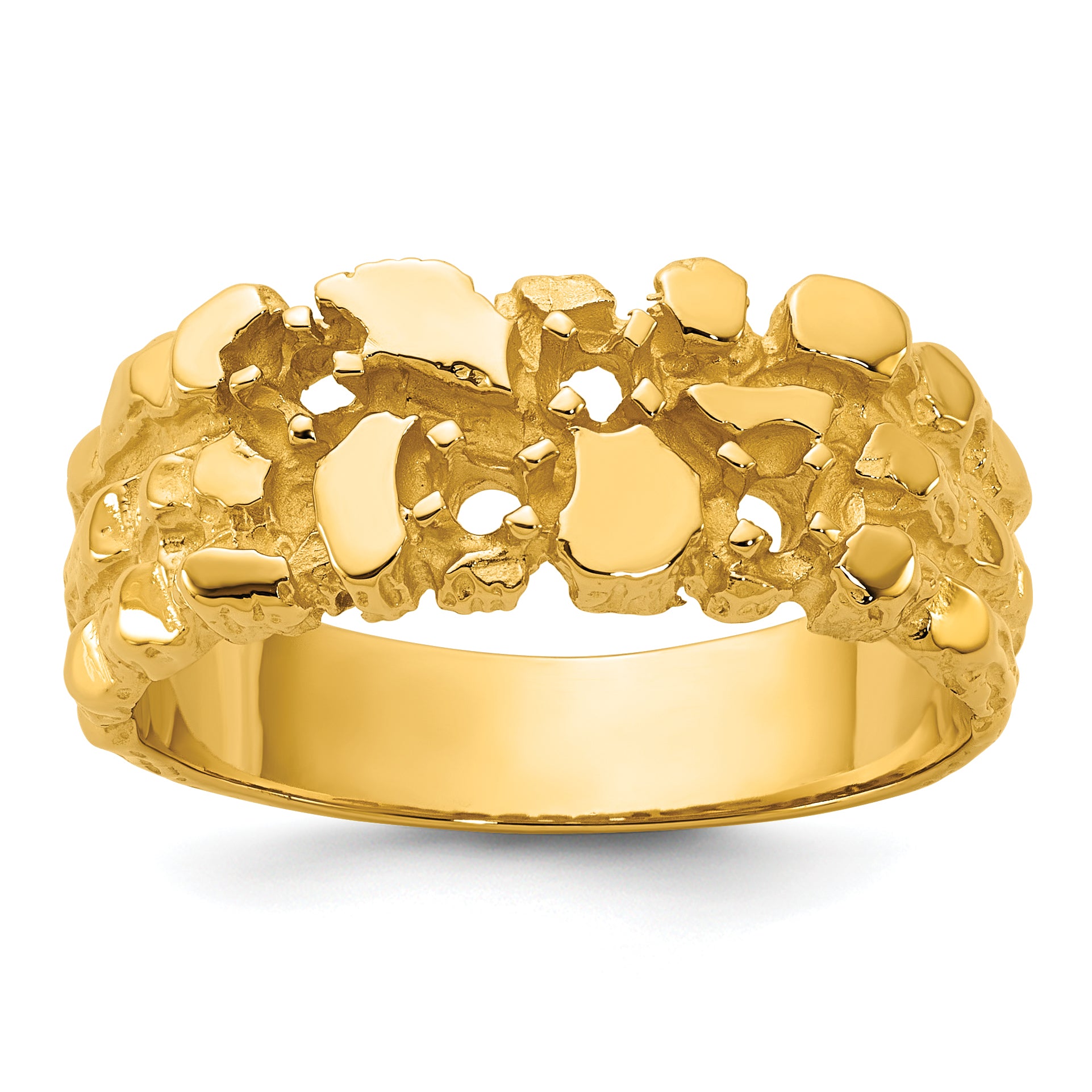 14k Mens Polished Nugget Textured Ring Mounting, Mounting Only - Sophia Jewelers