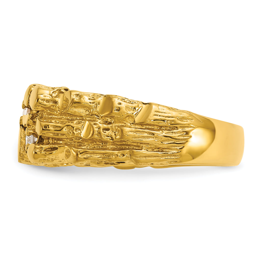 14k Men's Polished Nugget Texture 1/4 Carat AA Quality Diamond Ring - Sophia Jewelers