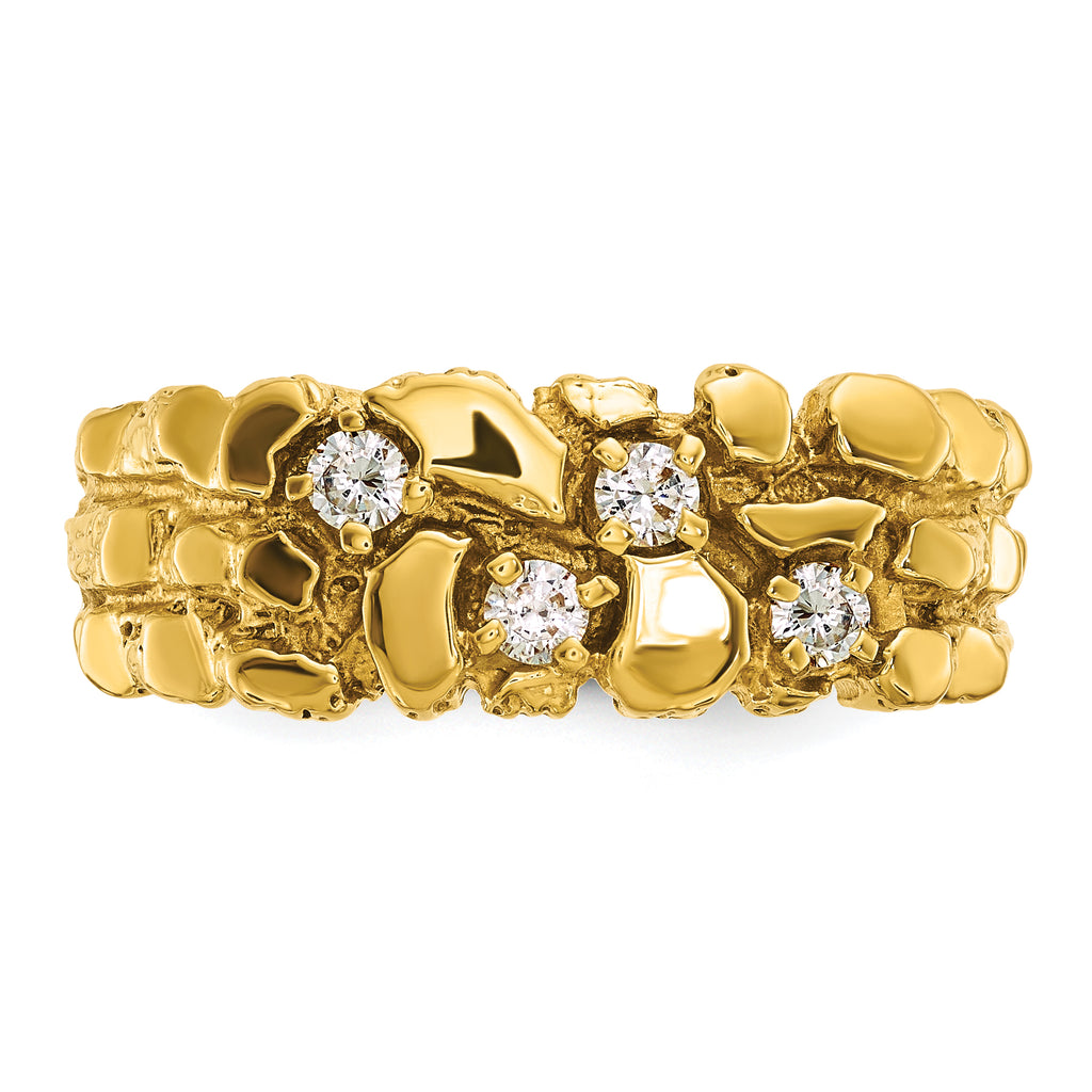 14k Men's Polished Nugget Texture 1/4 Carat AA Quality Diamond Ring - Sophia Jewelers