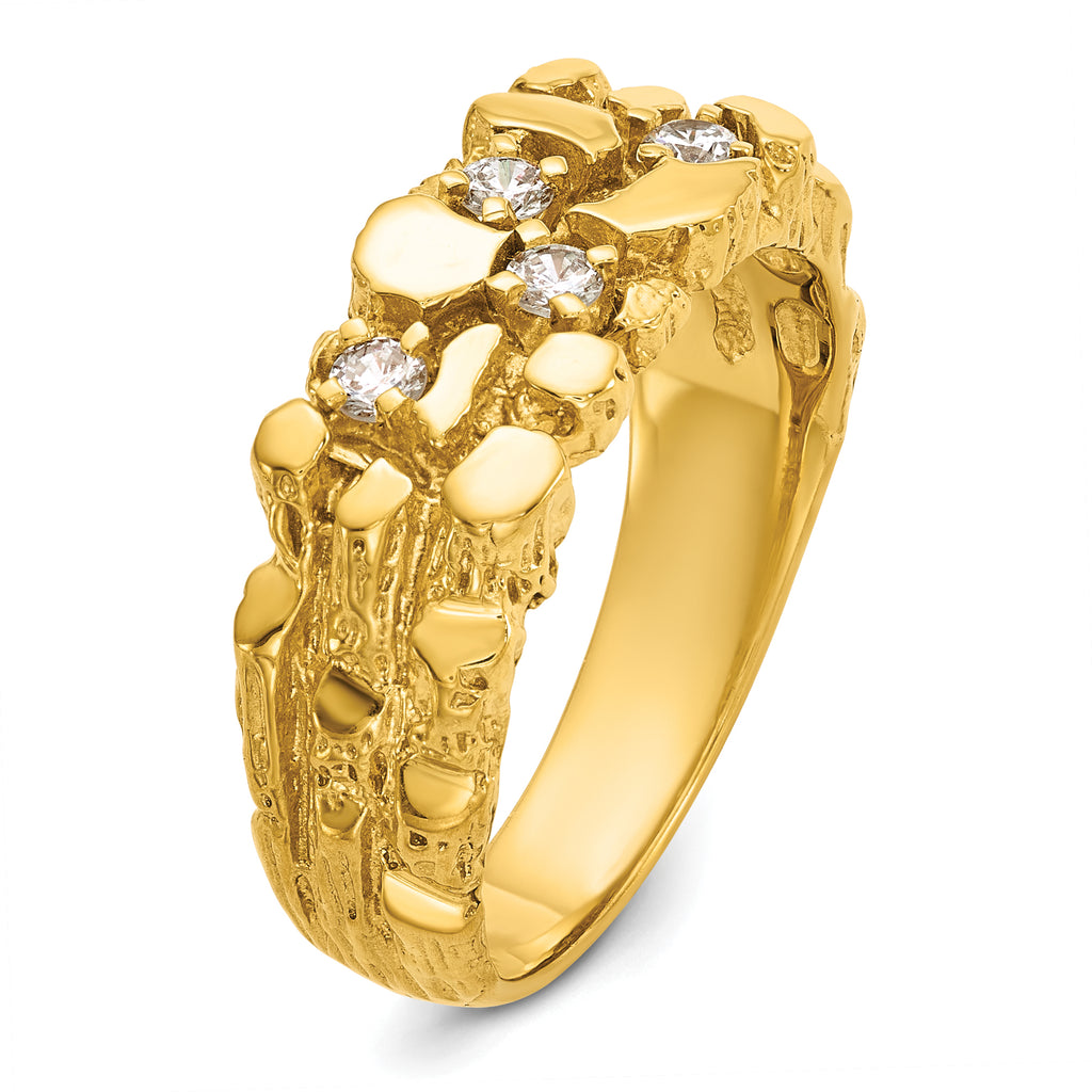 14k Men's Polished Nugget Texture 1/4 Carat AA Quality Diamond Ring - Sophia Jewelers