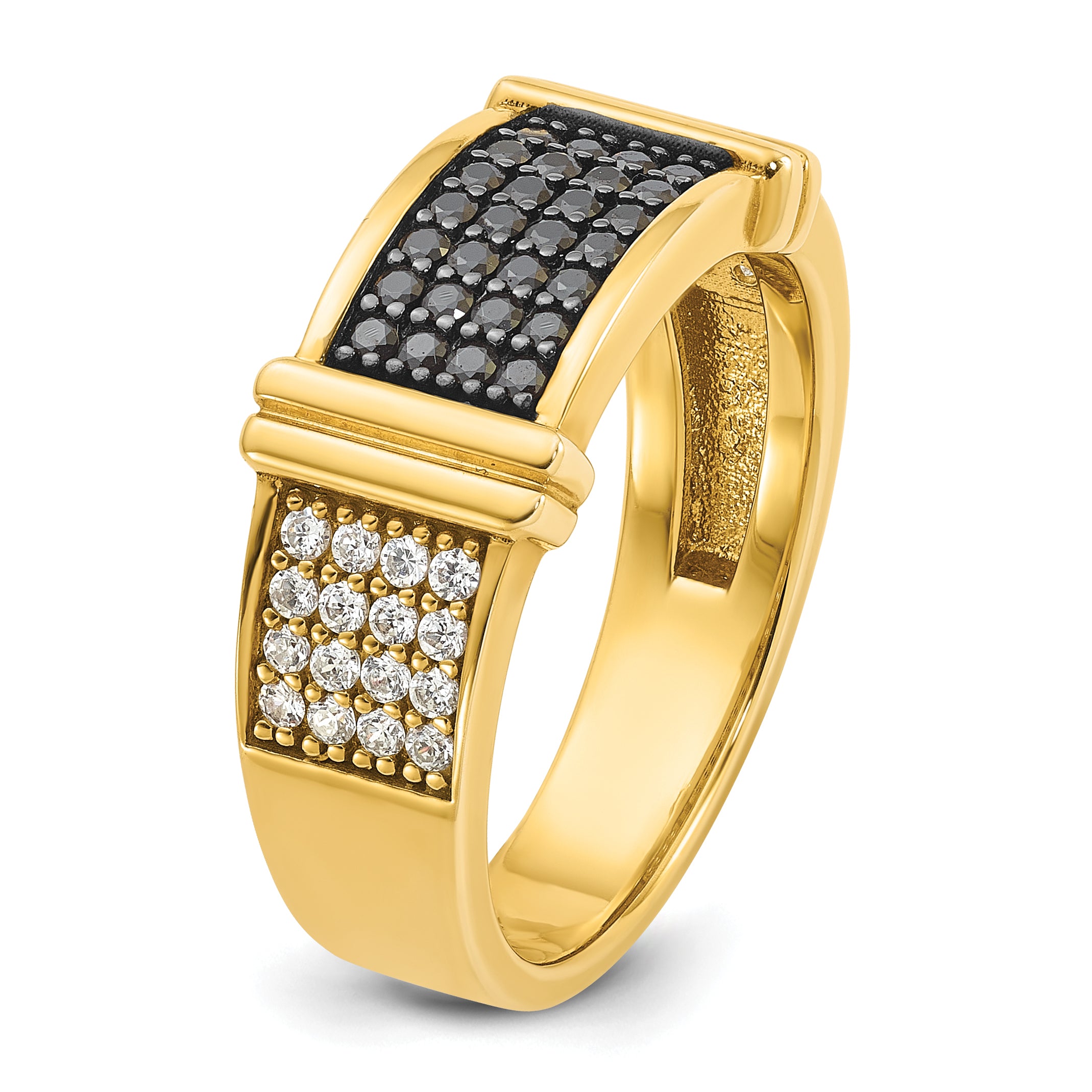 14k Mens 5/8 carat Black and White Diamond Complete Ring - Sophia Jewelers