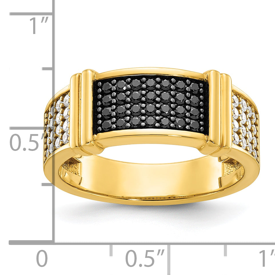 14k Mens 5/8 carat Black and White Diamond Complete Ring - Sophia Jewelers