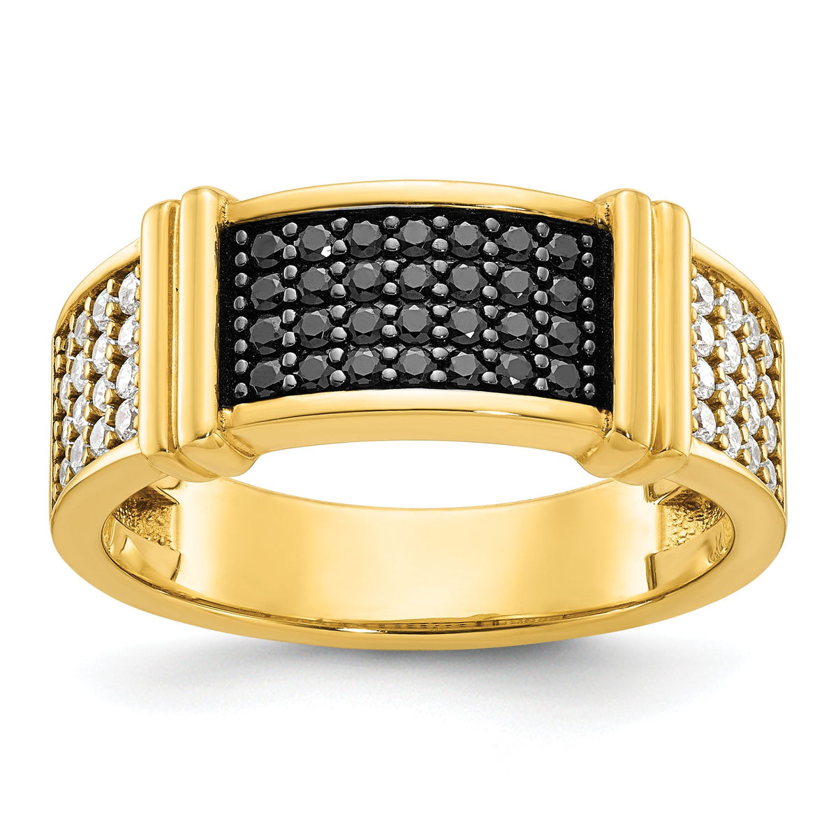 Men's Black & White Diamond Ring in 14K Yellow Gold (5/8 ct. tw.), Size 10 - Sophia Jewelers Main image