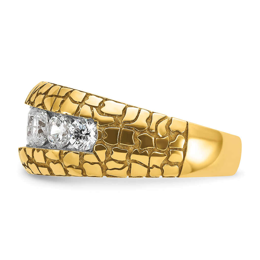 14k Mens Diamond 7-Stone Nugget Ring Mounting, Mounting Only - Sophia Jewelers