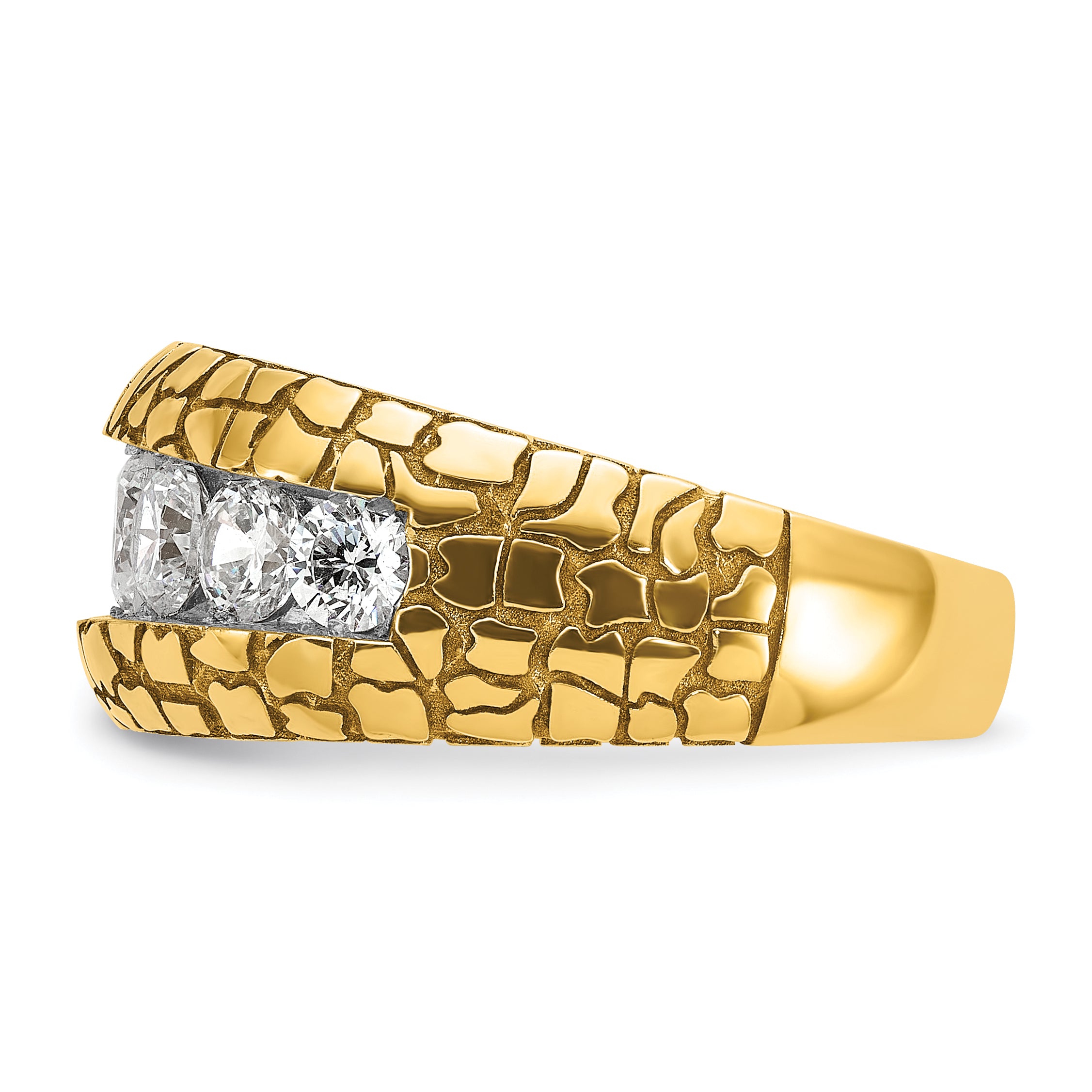 14k Mens 2 carat Diamond 7-Stone Nugget Complete Ring - Sophia Jewelers