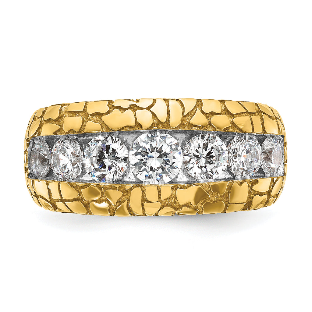 14k Mens Diamond 7-Stone Nugget Ring Mounting, Mounting Only - Sophia Jewelers