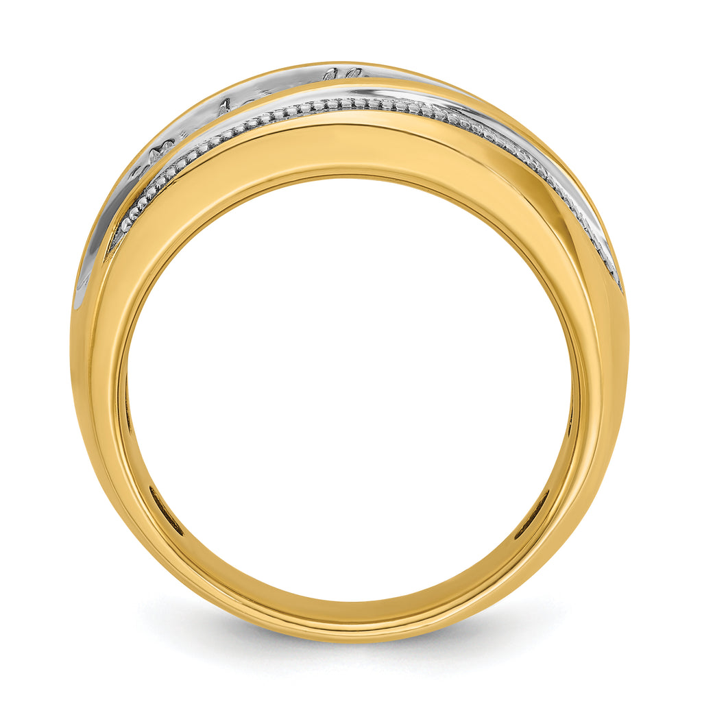 14k Mens Polished and Milgrain Ring Mounting, Mounting Only - Sophia Jewelers