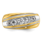14k Mens Polished and Milgrain Ring Mounting, Mounting Only - Sophia Jewelers