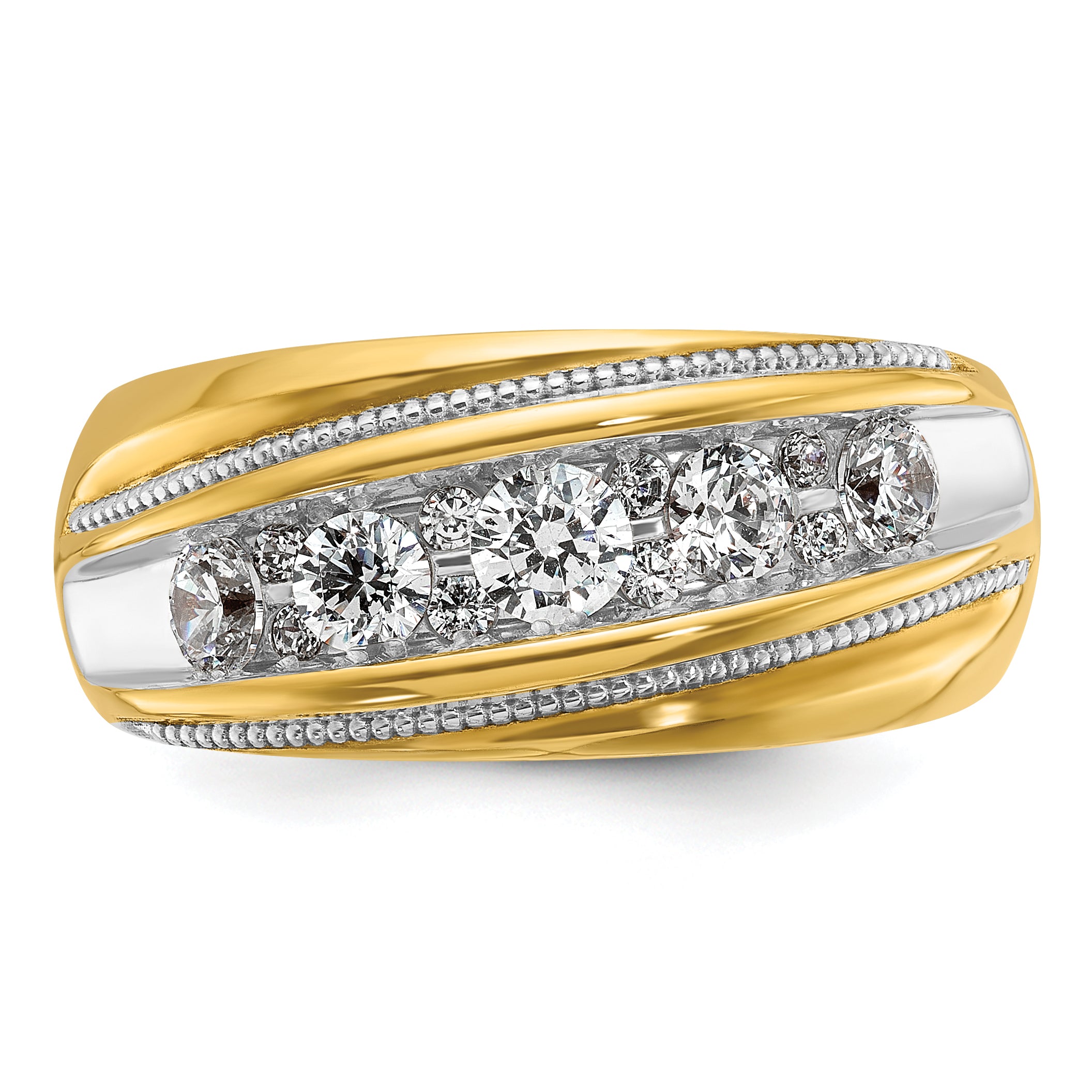 14k Mens Polished and Milgrain Ring Mounting, Mounting Only - Sophia Jewelers