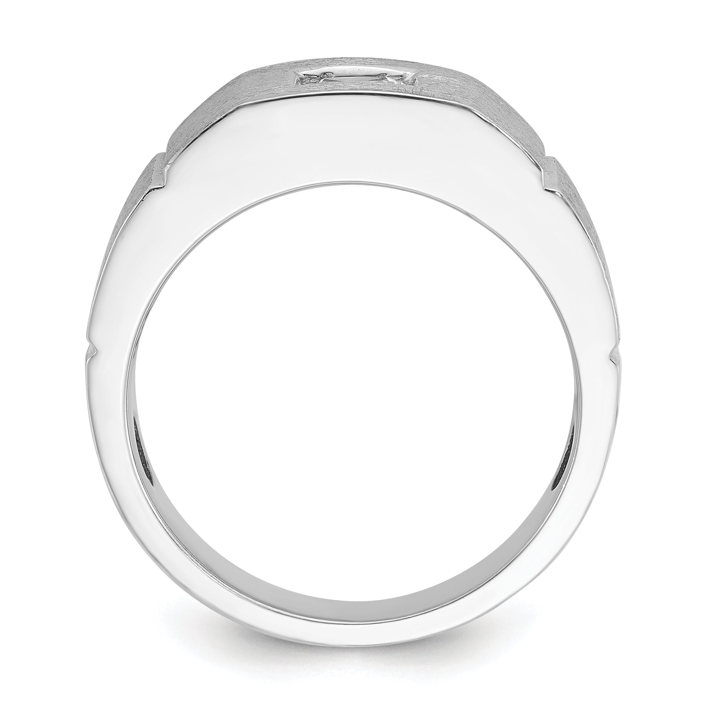 14k White Gold 5/8 carat Lab Grown Diamond VS/SI+ G+ Complete Polished and Satin Men's Ring Secondary image