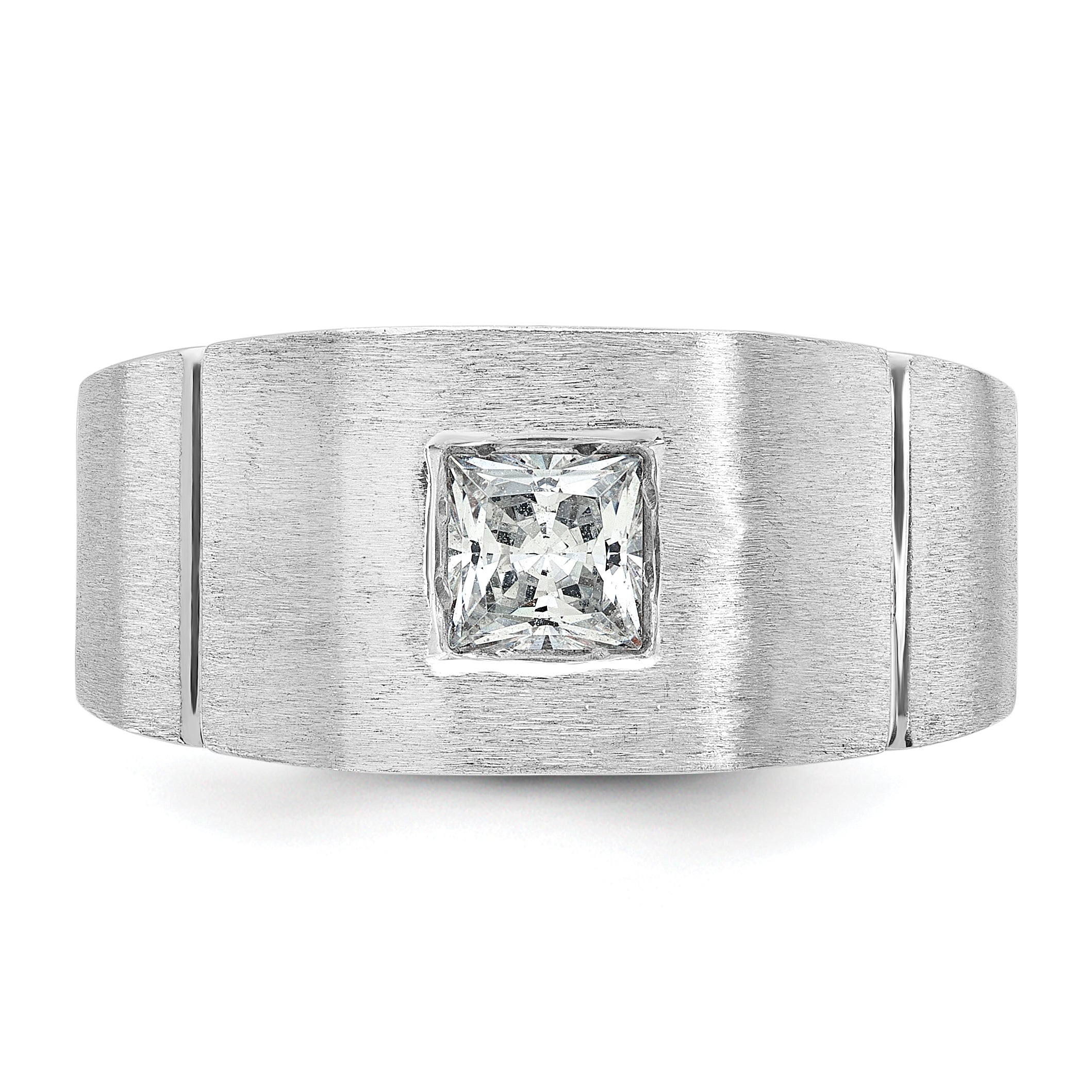 14k White Gold 5/8 carat Lab Grown Diamond VS/SI+ G+ Complete Polished and Satin Men's Ring