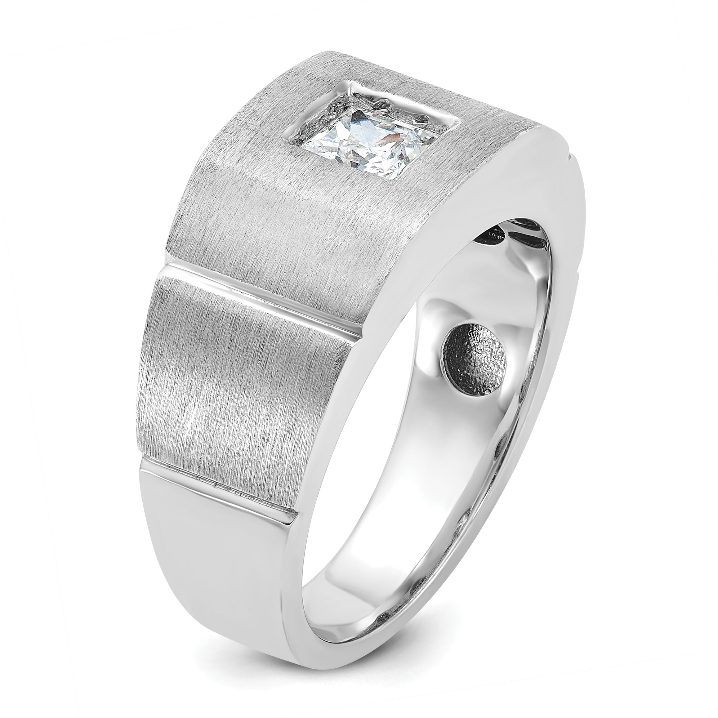14k White Gold 5/8 carat Lab Grown Diamond VS/SI+ G+ Complete Polished and Satin Men's Ring