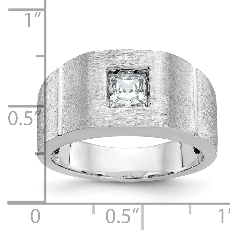14k White Gold 5/8 carat Lab Grown Diamond VS/SI+ G+ Complete Polished and Satin Men's Ring