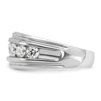 14k White Gold Mens Polished and Grooved 7-Stone Ring Mounting, Mounting Only - Sophia Jewelers