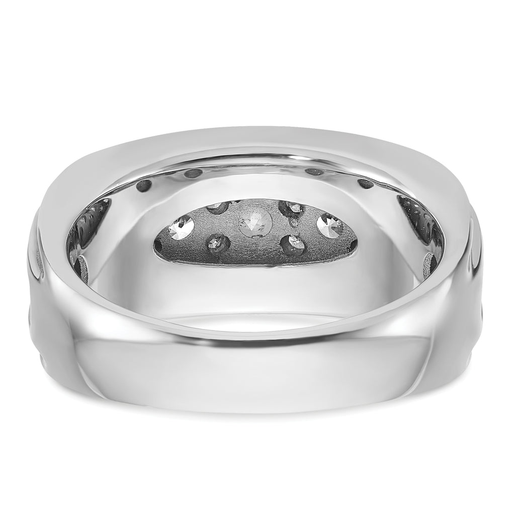 14k White Gold Mens Polished and Grooved 7-Stone Ring Mounting, Mounting Only - Sophia Jewelers