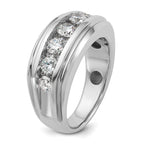 14k White Gold Men's Polished and Grooved 1 3/4 Carat AA Quality Diamond Ring - Sophia Jewelers