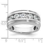 14k White Gold Mens Polished and Grooved 7-Stone Ring Mounting, Mounting Only - Sophia Jewelers