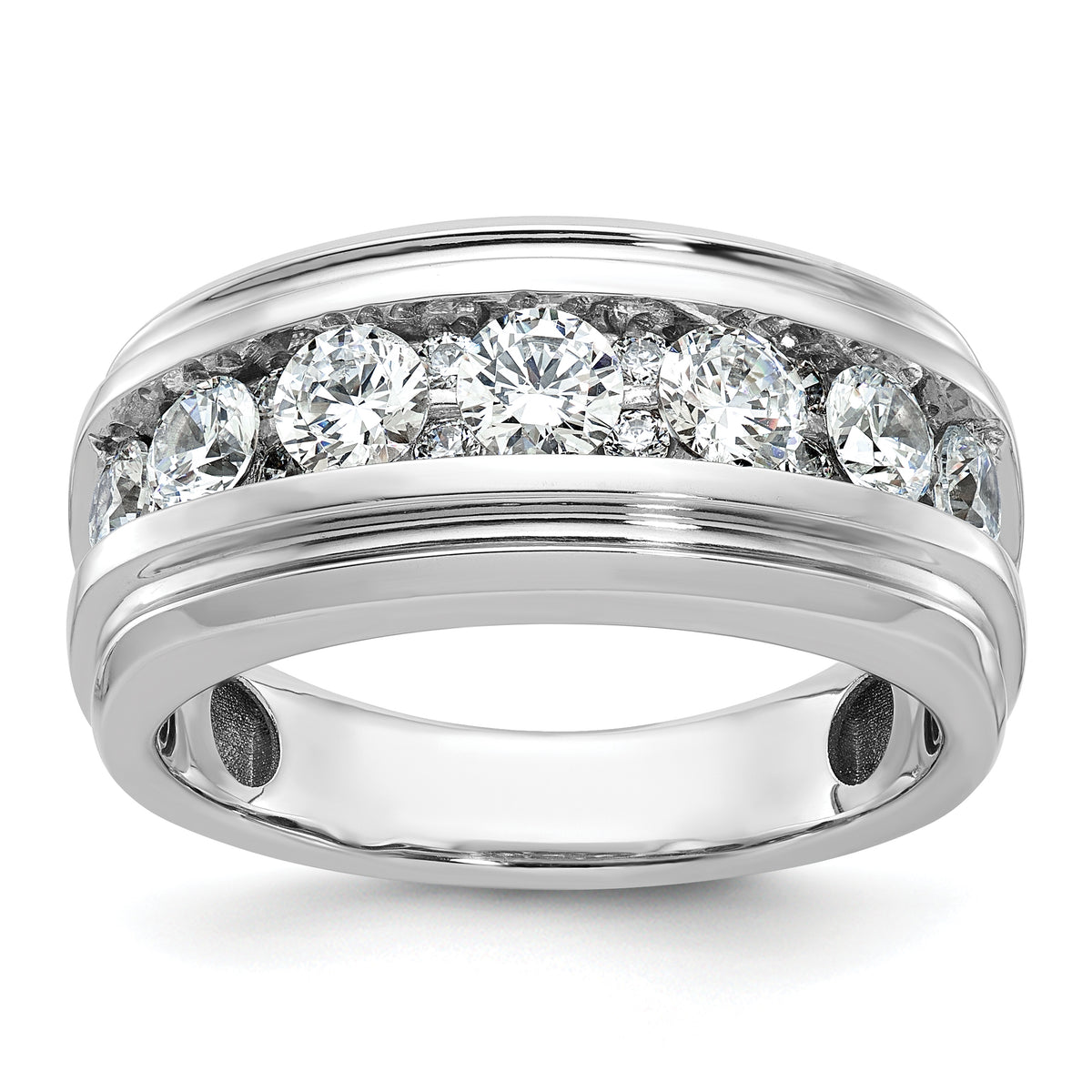 14k White Gold Men's Lab Grown VS/SI FGH Dia Complete Ring - Sophia Jewelers