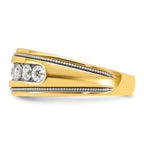 14k with White Rhodium Mens Polished and Milgrain 7-Stone 1 Carat AA Diamond Ring - Sophia Jewelers