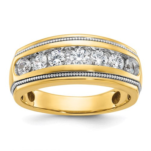 Men's Lab-Grown Diamond Ring in 14K White Gold, Polished and Milgrain (1 1/5 ct. tw.), Size 10 - Sophia Jewelers Main image